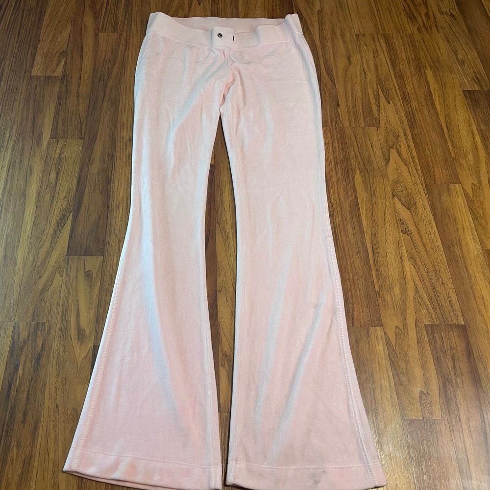 Juicy Couture Velour Track Pants Womens Small Pink Flare Leg Y2K Made in USA